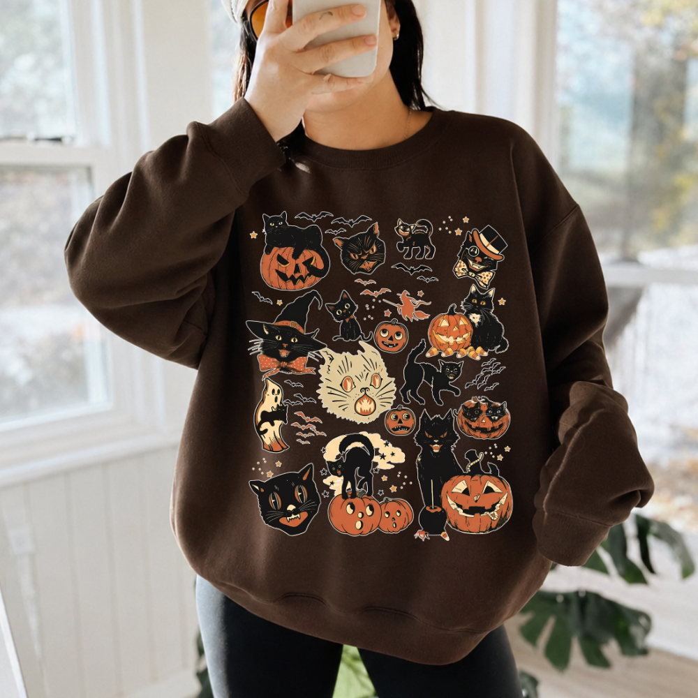Halloween Cat Collage Sweatshirt