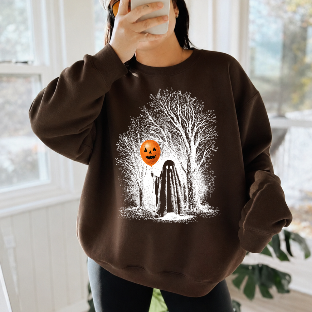 Ghost With Pumpkin Balloon Sweatshirt