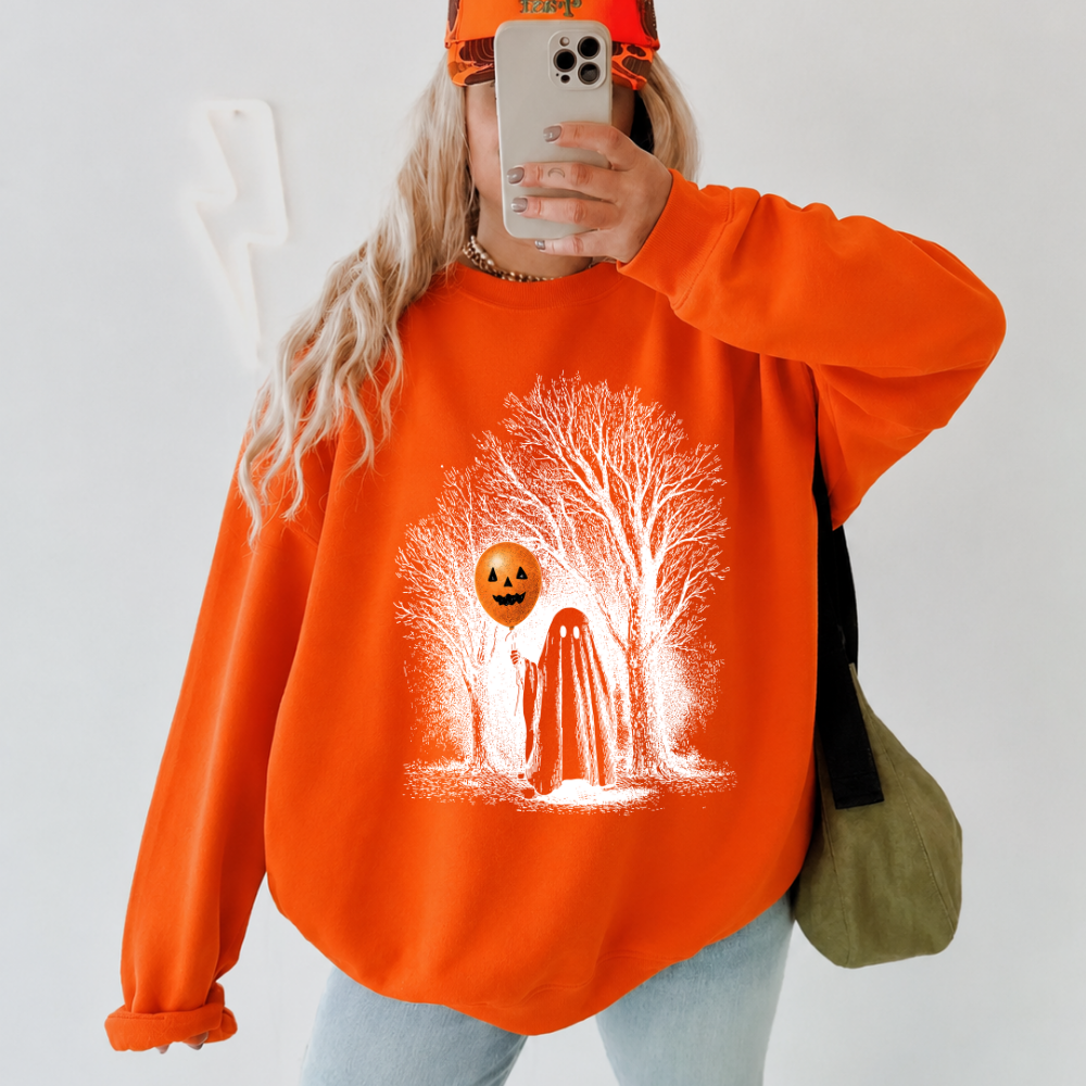 Ghost With Pumpkin Balloon Sweatshirt