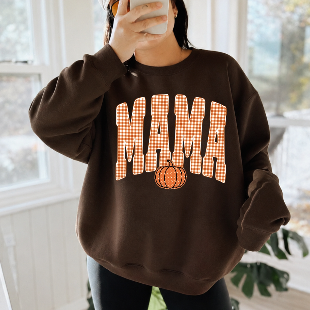 Gingham Mama Pumpkin Sweatshirt