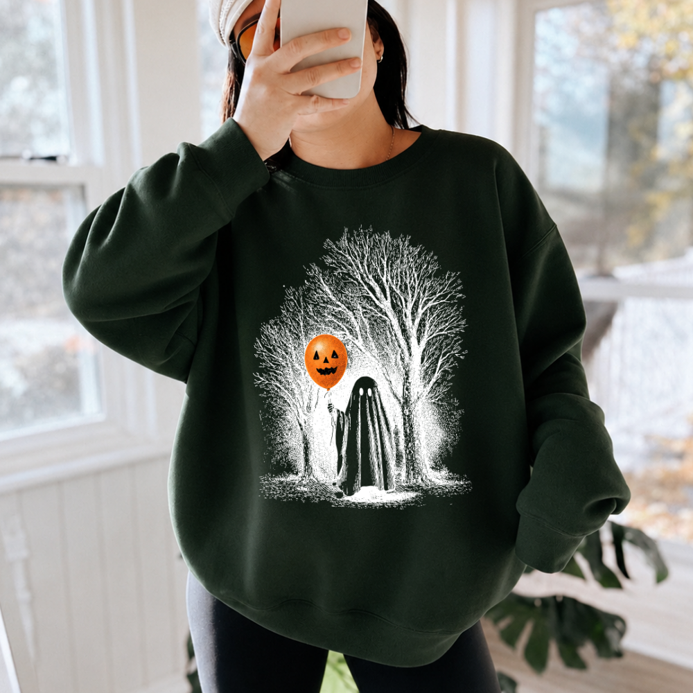 Ghost With Pumpkin Balloon Sweatshirt