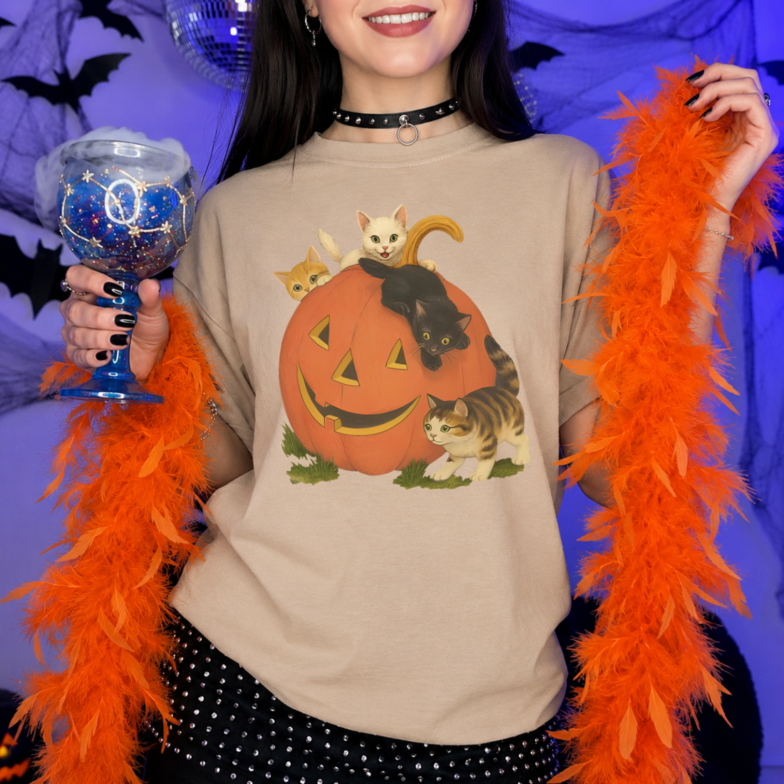 Halloween Pumpkin Cats Tee