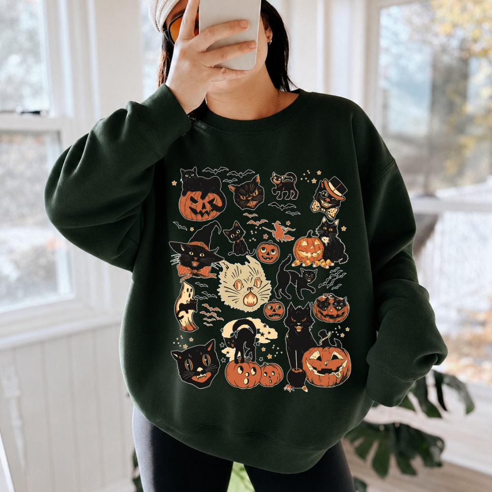 Halloween Cat Collage Sweatshirt