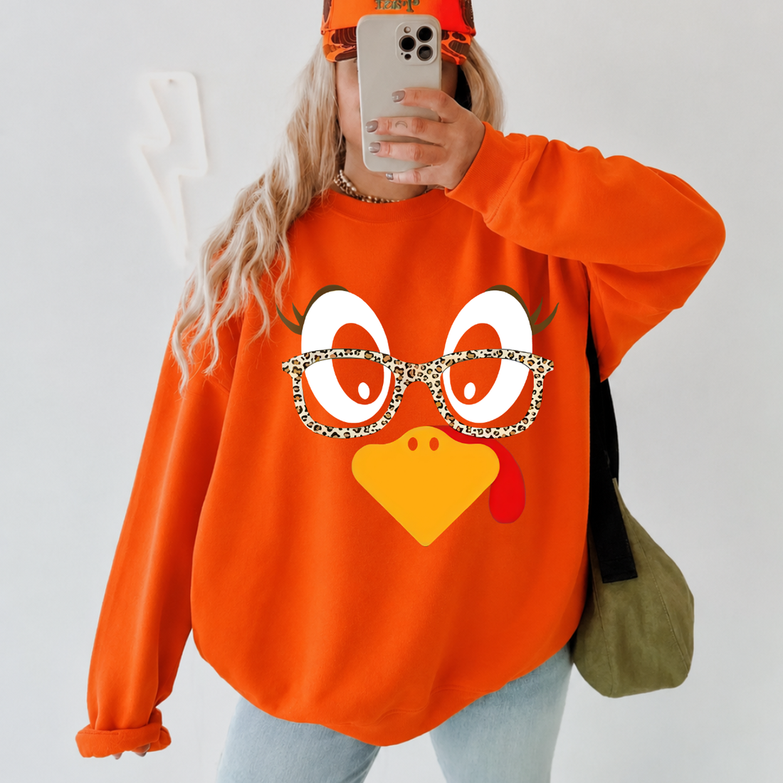 Funny Turkey Face Thanksgiving Sweatshirt