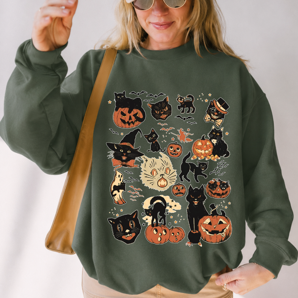 Halloween Cat Collage Sweatshirt