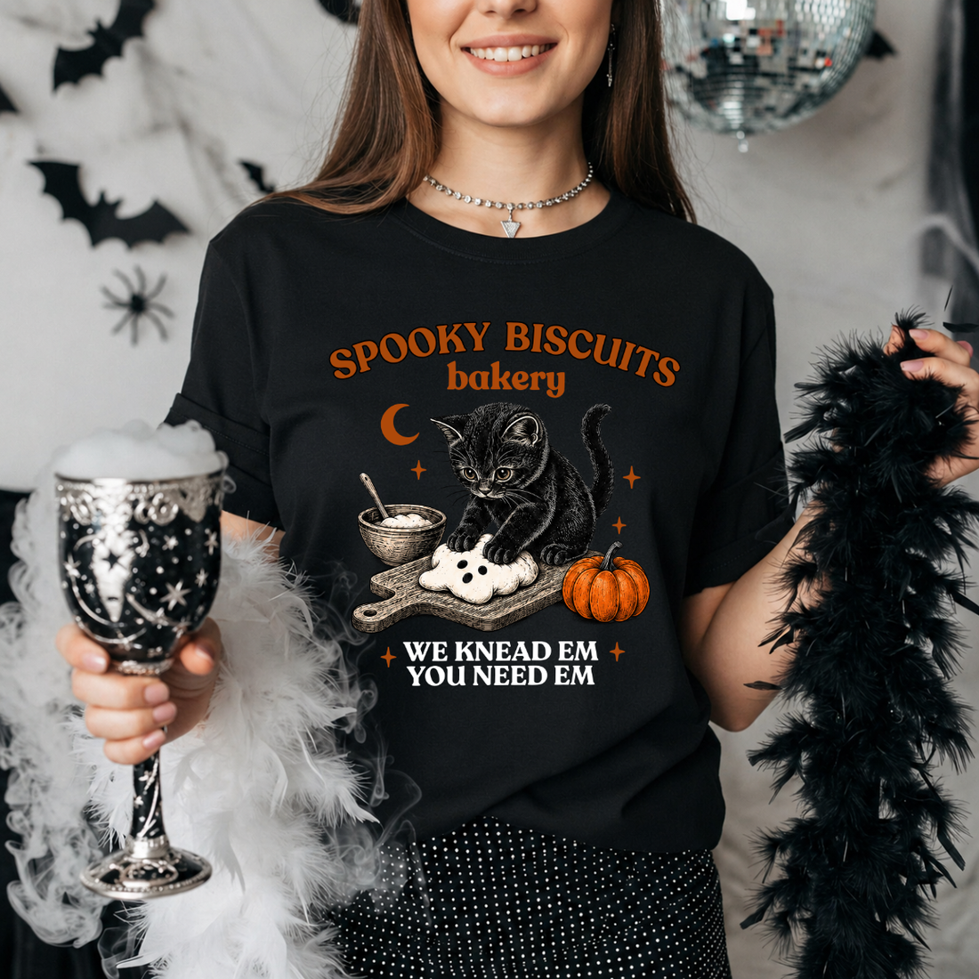 Spooky Biscuits Bakery Cat Tee