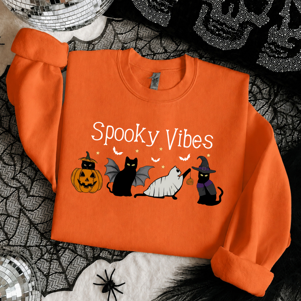 Spooky Vibes Cat Halloween Sweatshirt