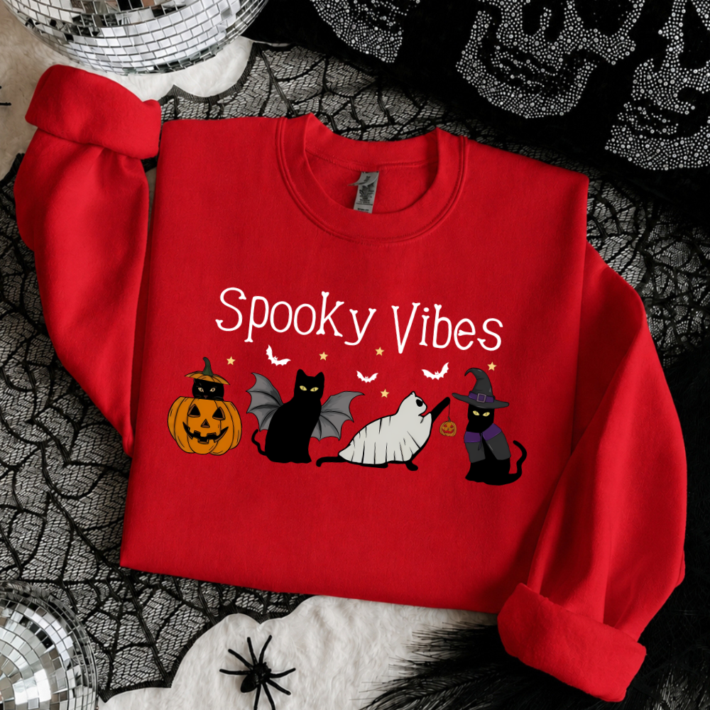 Spooky Vibes Cat Halloween Sweatshirt
