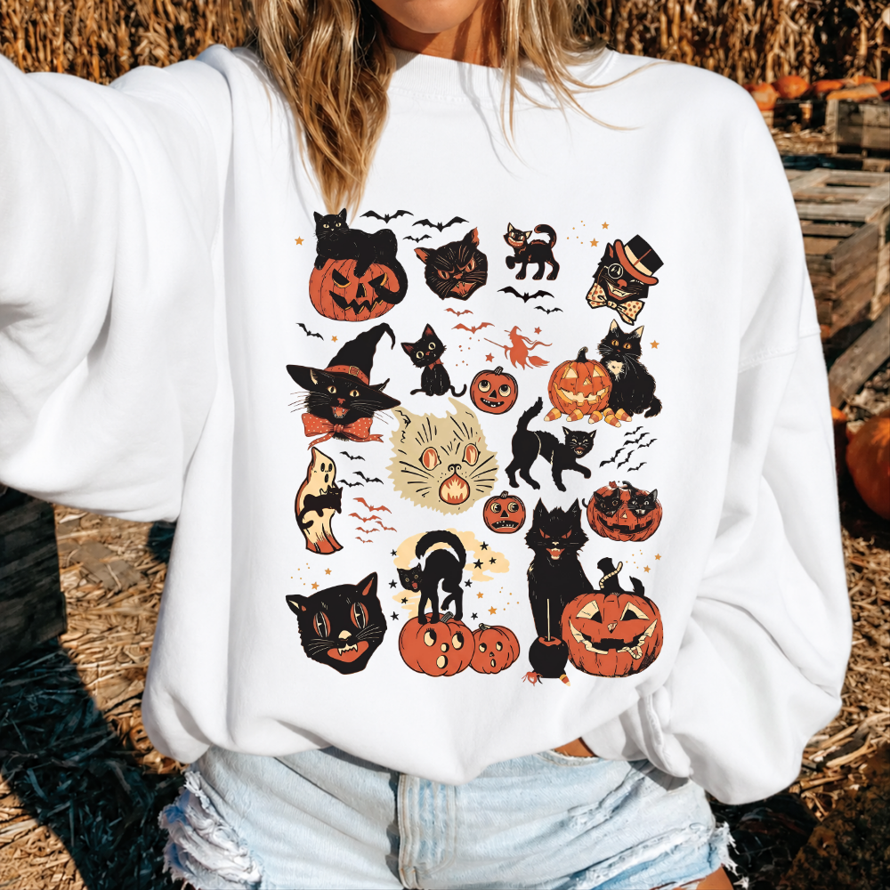 Halloween Cat Collage Sweatshirt