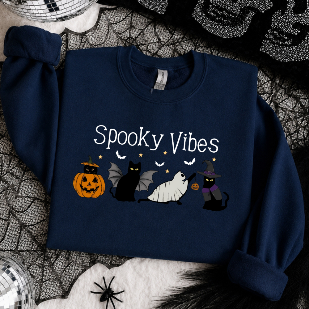 Spooky Vibes Cat Halloween Sweatshirt