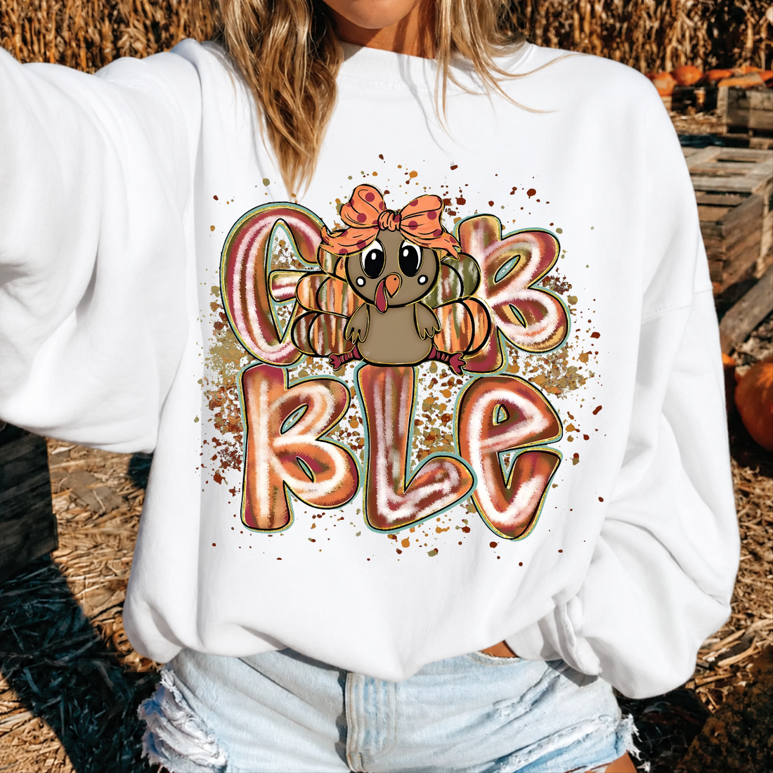 Gobble Turkey Thanksgiving Sweatshirt