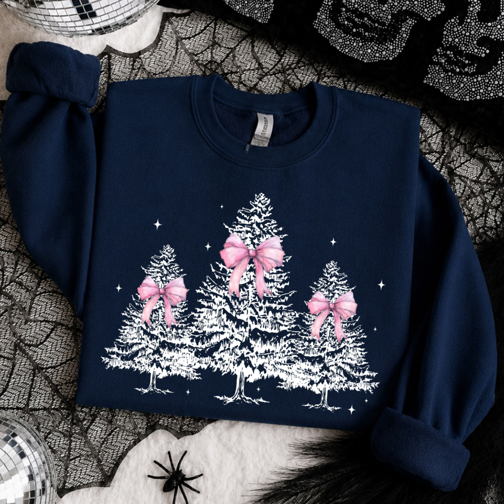 Pink Bow Christmas Tree Sweatshirt