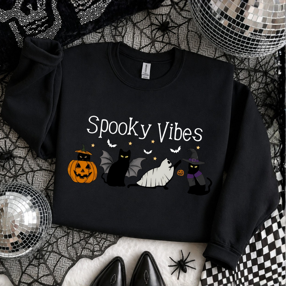 Spooky Vibes Cat Halloween Sweatshirt