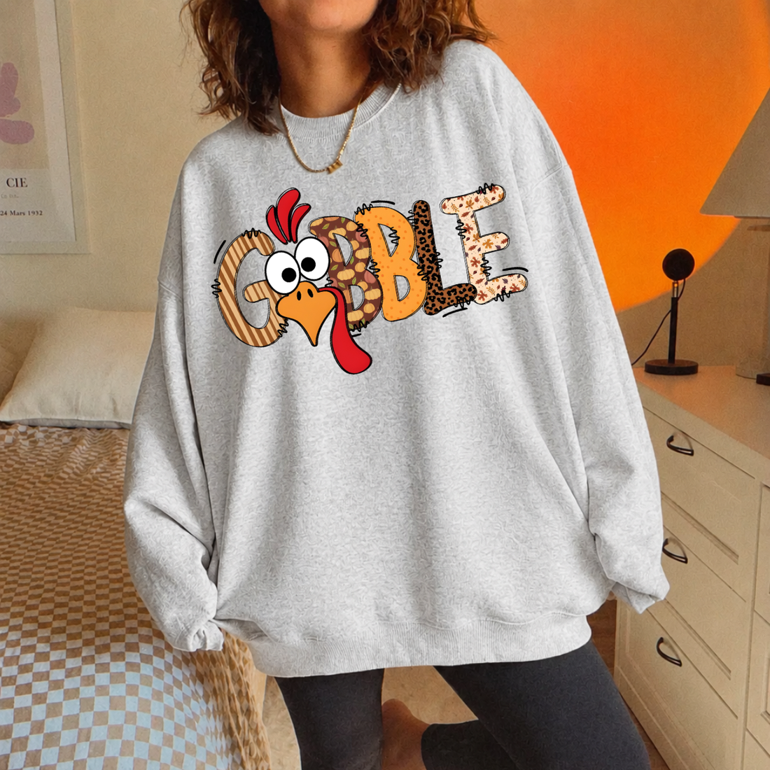 Patchwork Turkey Thanksgiving Sweatshirt