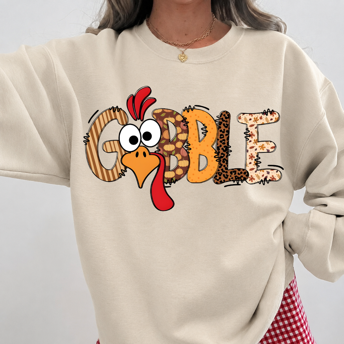 Patchwork Turkey Thanksgiving Sweatshirt