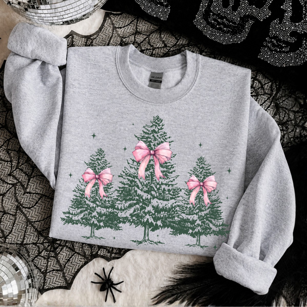Pink Bow Christmas Tree Sweatshirt