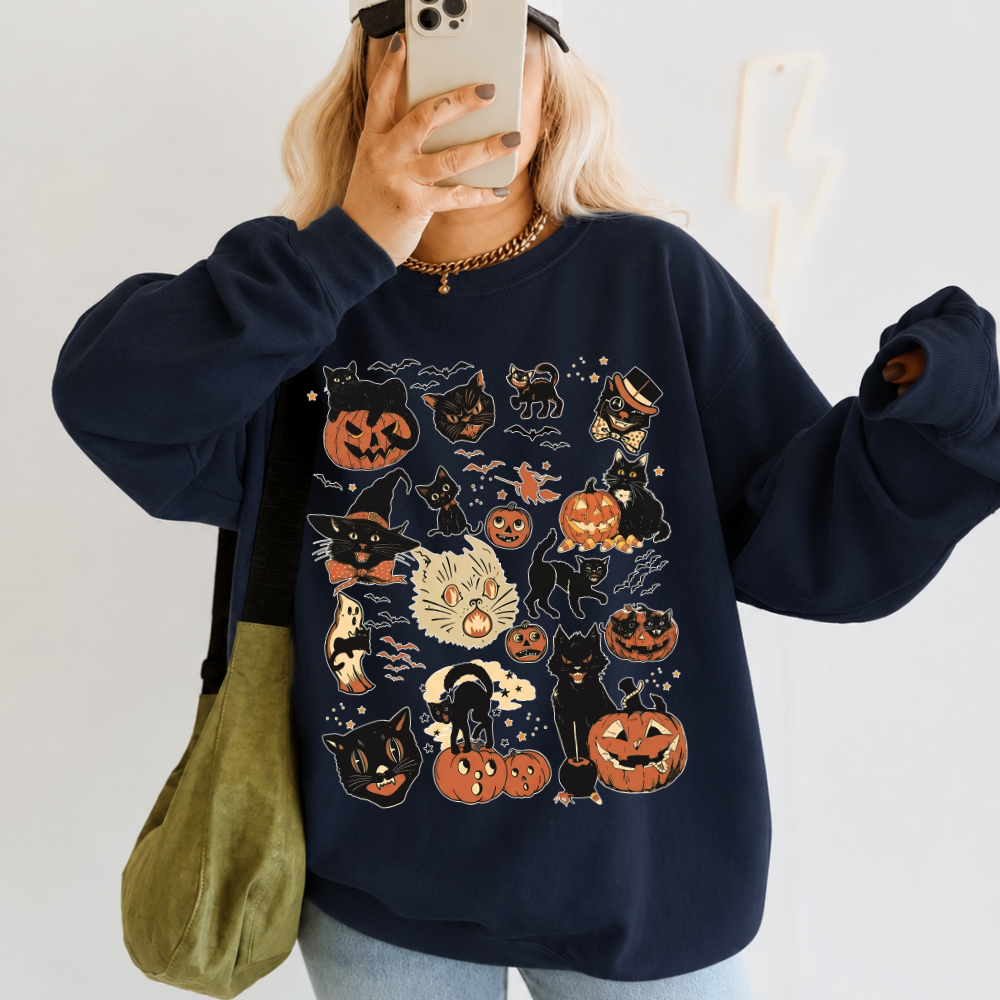 Halloween Cat Collage Sweatshirt