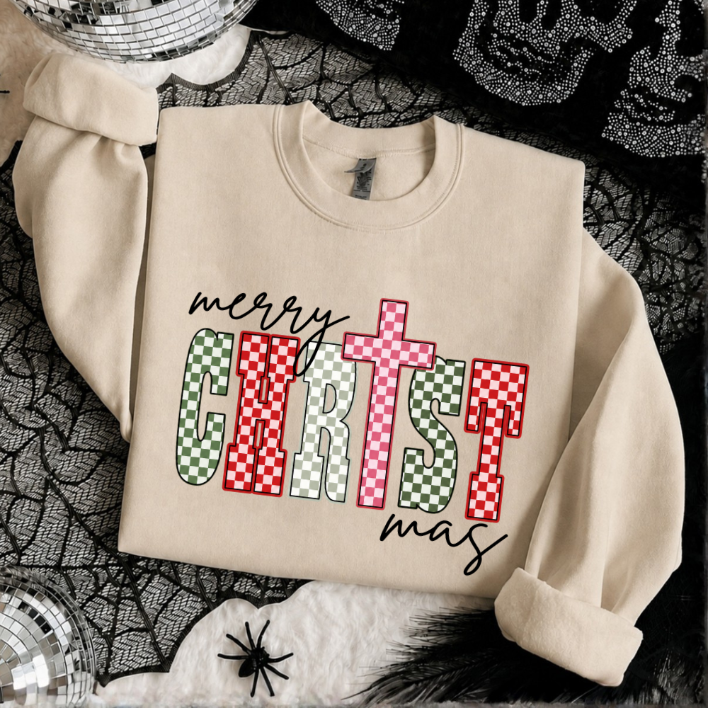 Merry Christ-mas Checkered Sweatshirt