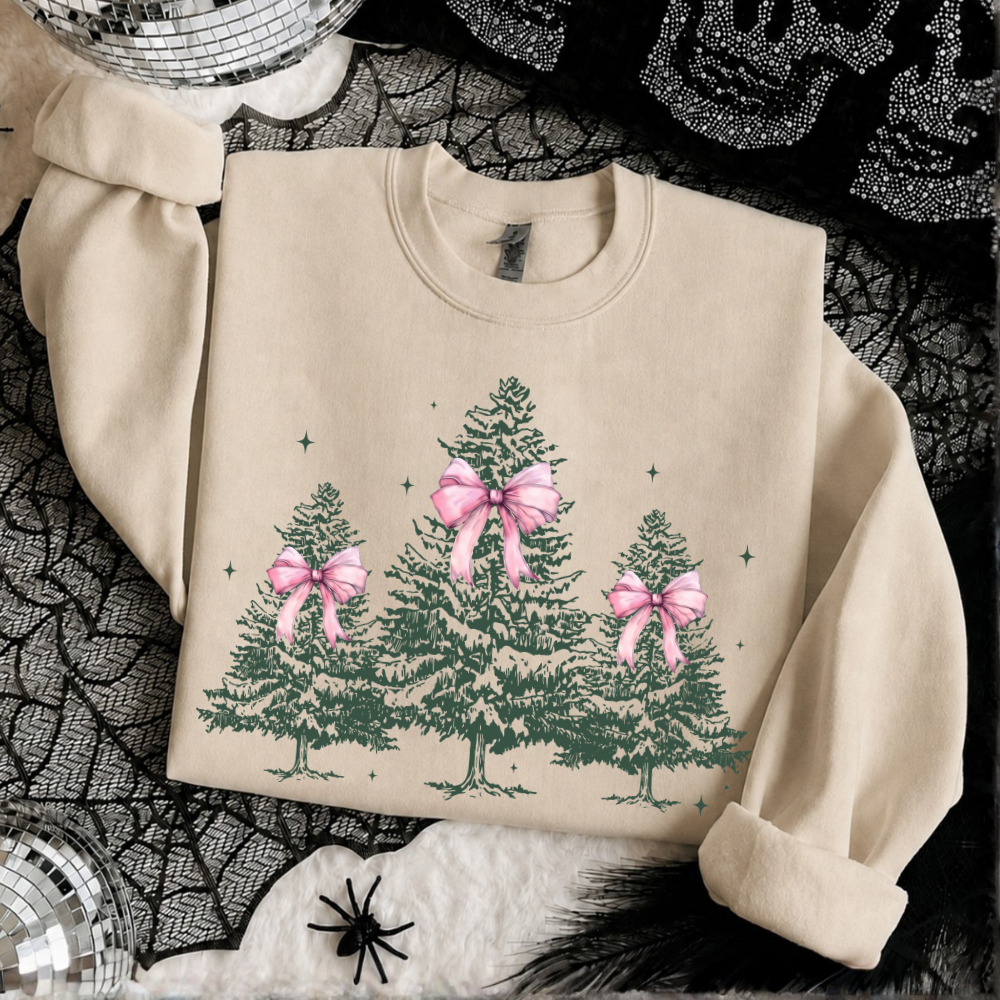 Pink Bow Christmas Tree Sweatshirt