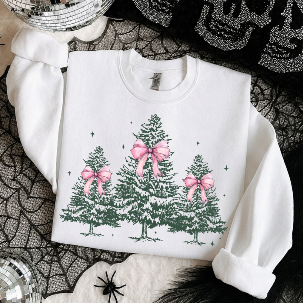 Pink Bow Christmas Tree Sweatshirt