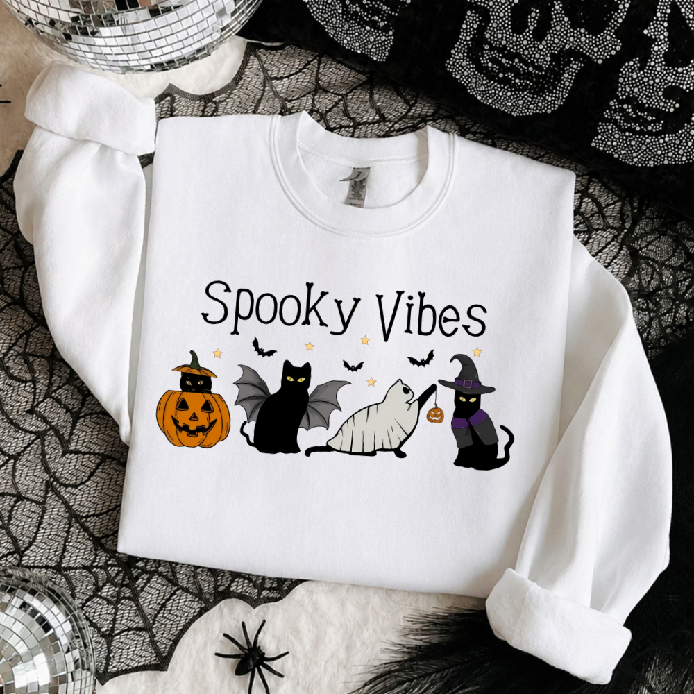 Spooky Vibes Cat Halloween Sweatshirt