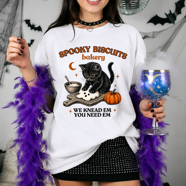 Spooky Biscuits Bakery Cat Tee