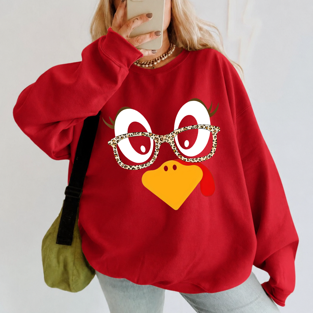 Funny Turkey Face Thanksgiving Sweatshirt