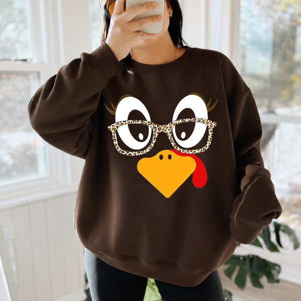 Funny Turkey Face Thanksgiving Sweatshirt