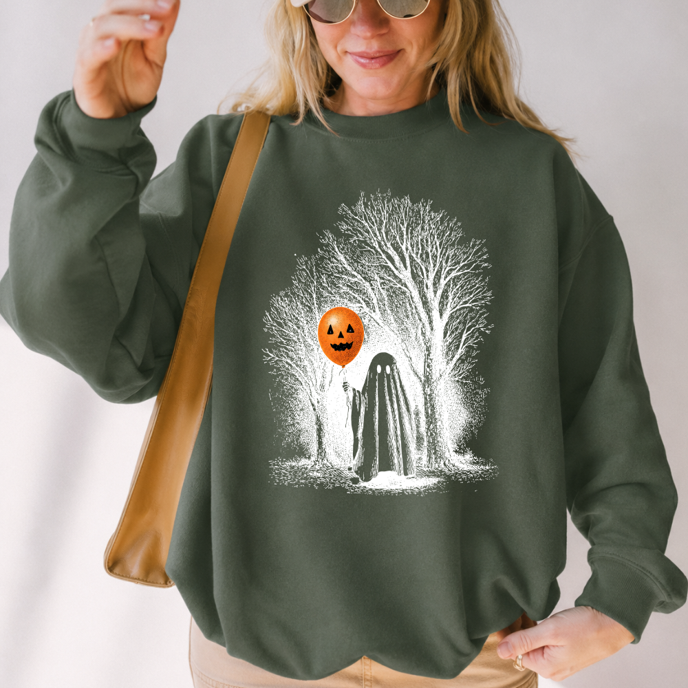 Ghost With Pumpkin Balloon Sweatshirt