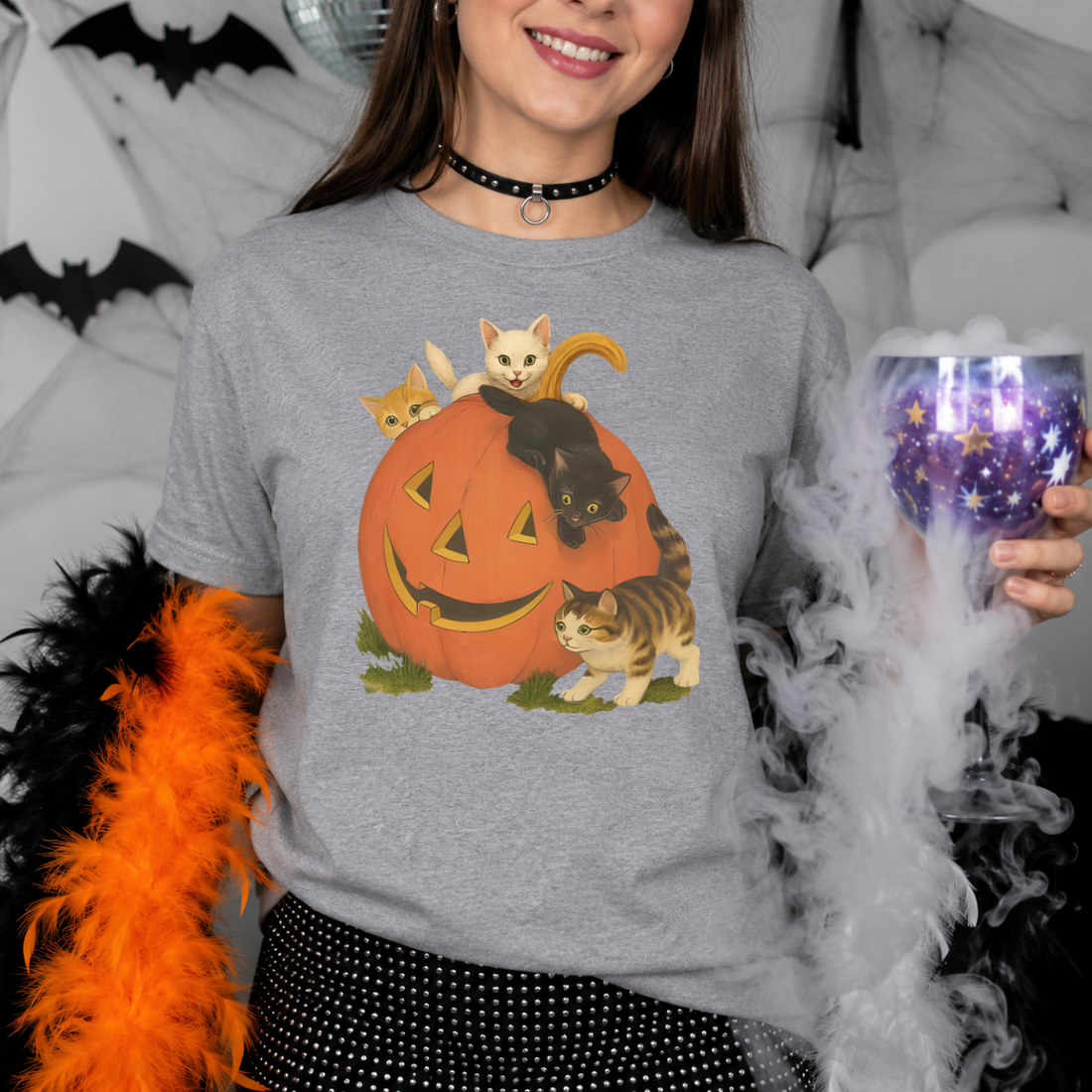 Halloween Pumpkin Cats Tee