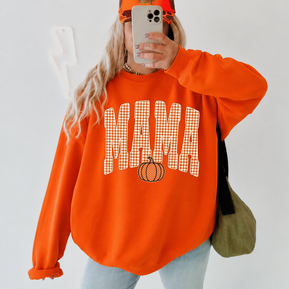Gingham Mama Pumpkin Sweatshirt