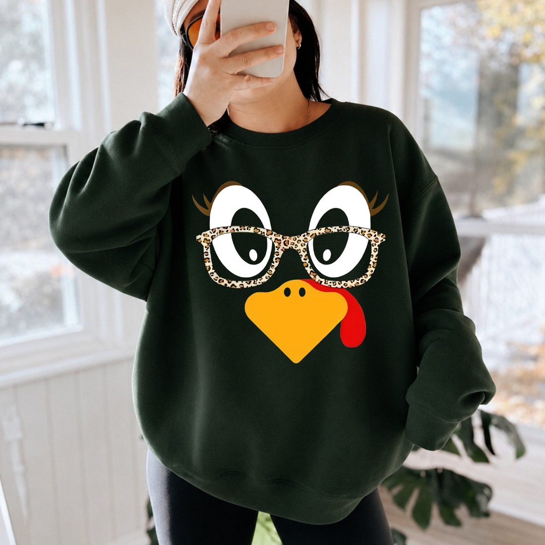 Funny Turkey Face Thanksgiving Sweatshirt