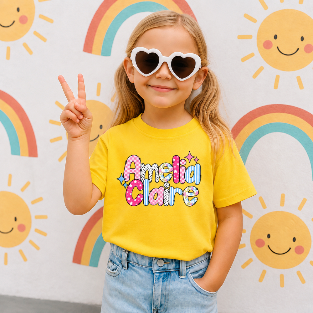 Personalized Patchwork Name Kids Tee