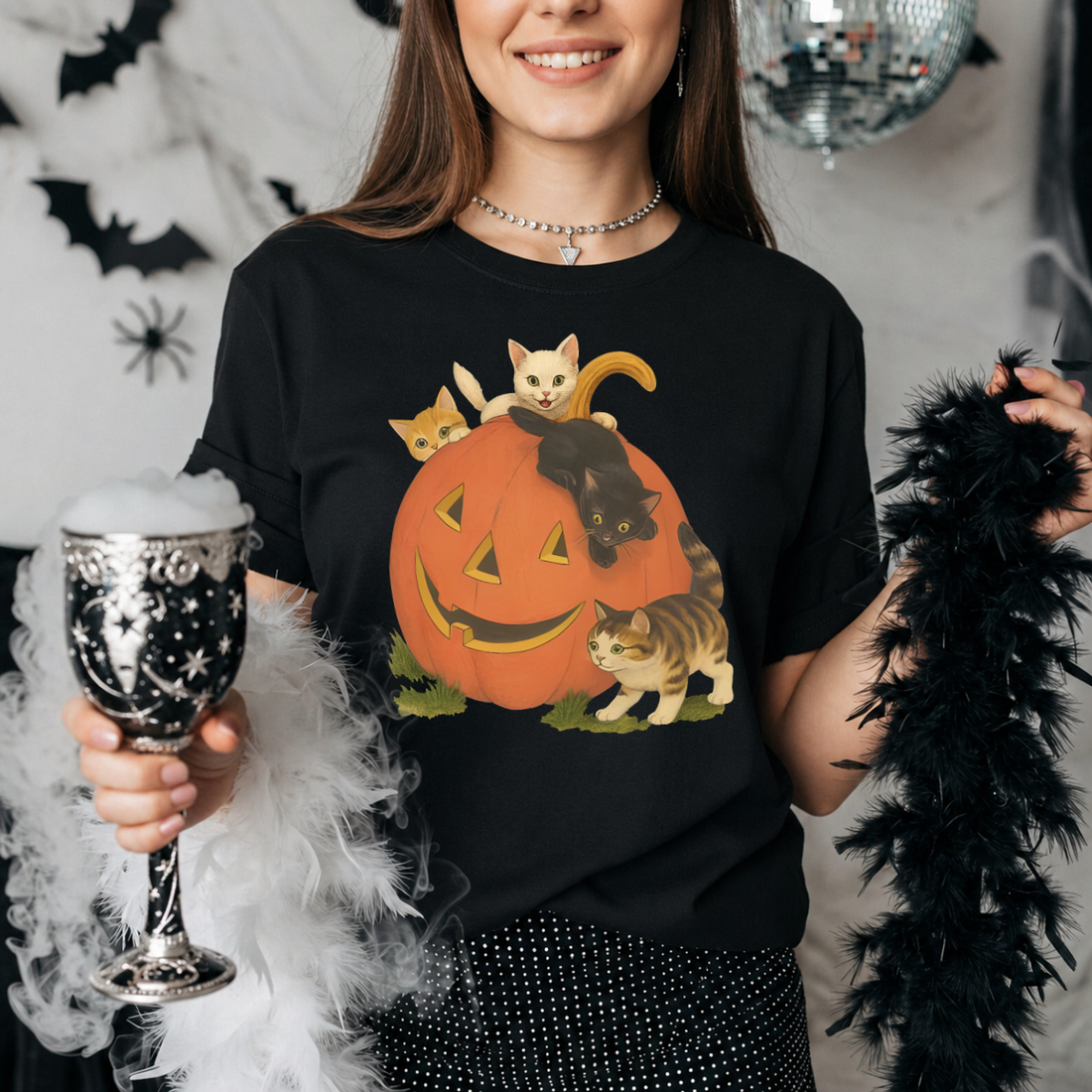 Halloween Pumpkin Cats Tee