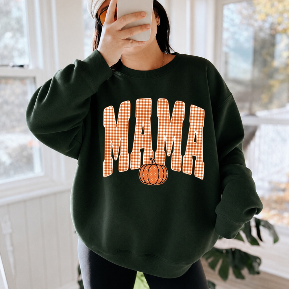 Gingham Mama Pumpkin Sweatshirt