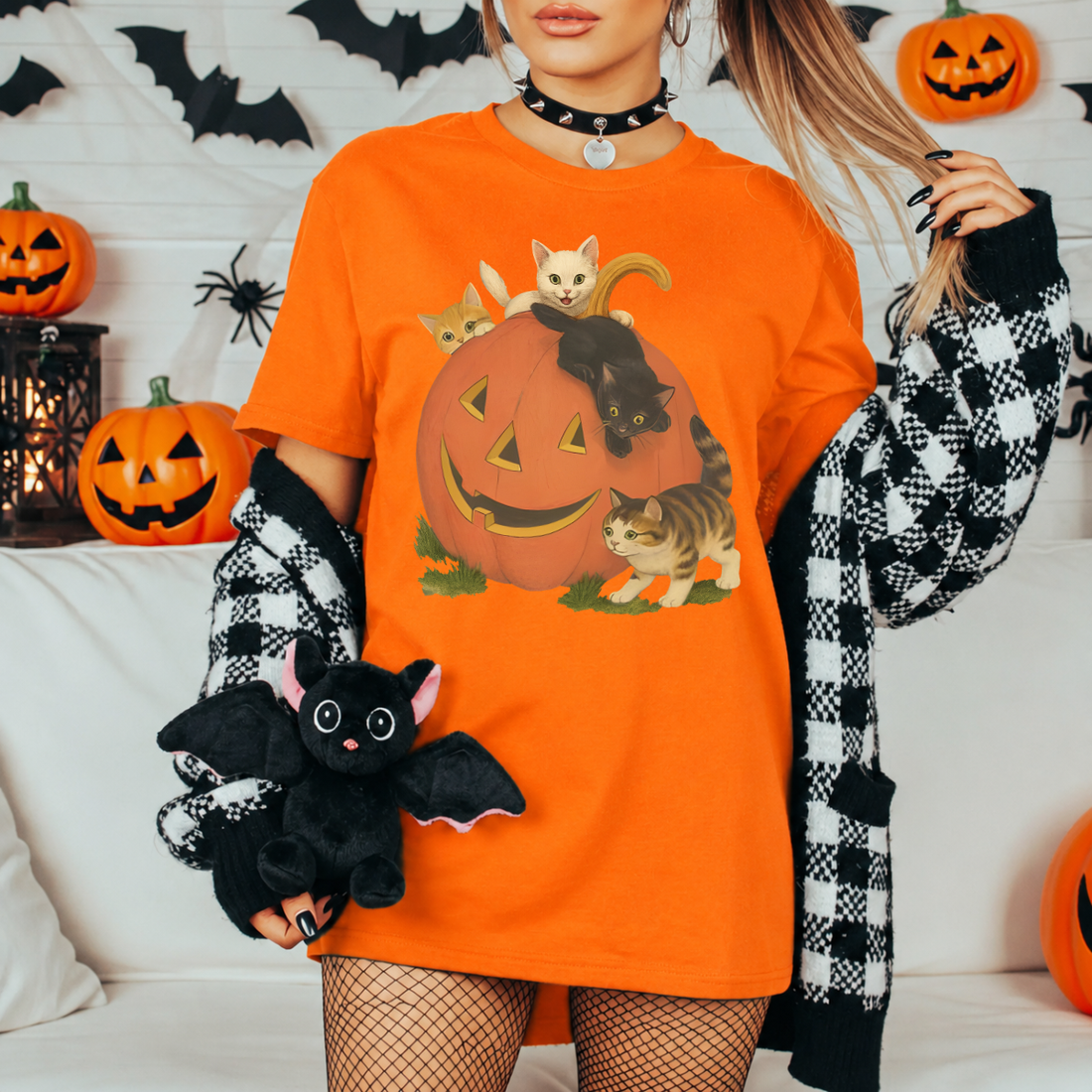 Halloween Pumpkin Cats Tee
