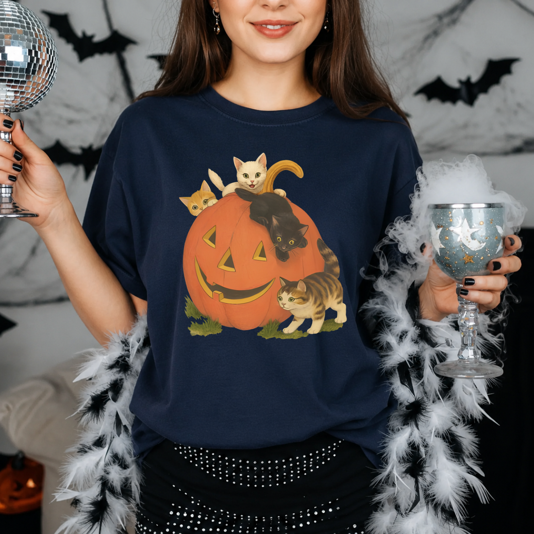 Halloween Pumpkin Cats Tee