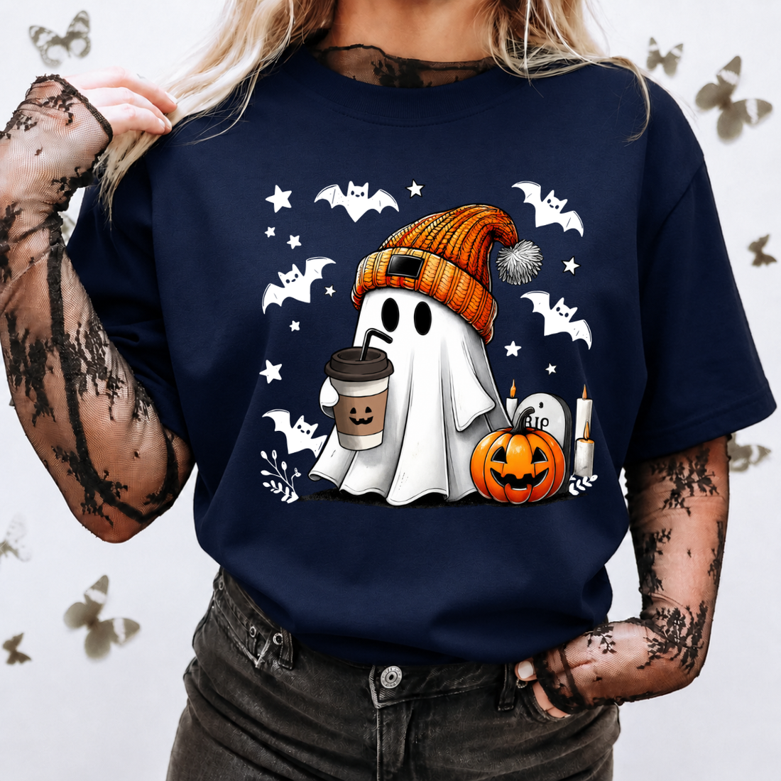 Cozy Ghost Coffee Halloween Tee