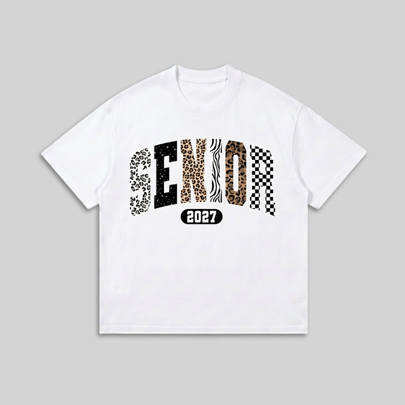 Leopard Senior 2027 T-Shirt - Animal Print Graduation Tee - High School College Senior Shirt