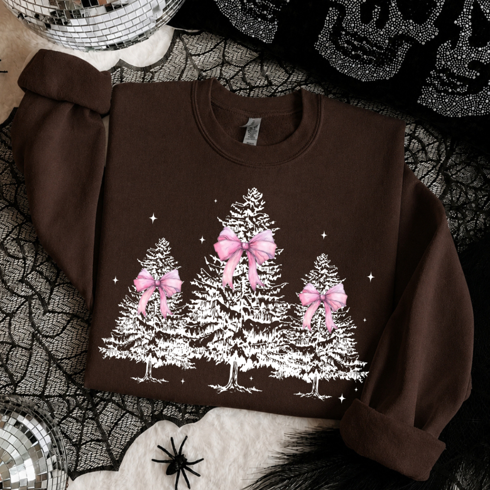 Pink Bow Christmas Tree Sweatshirt