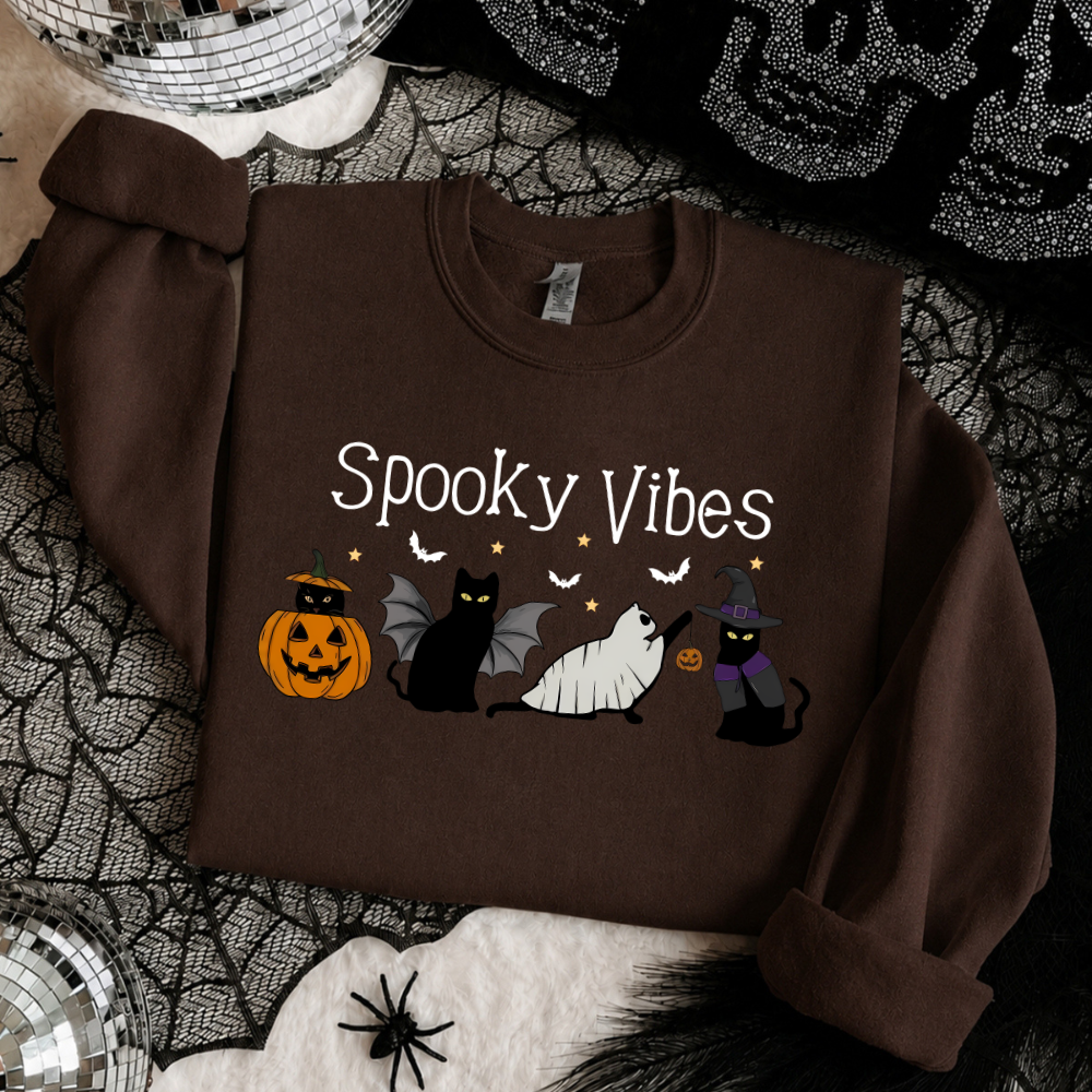 Spooky Vibes Cat Halloween Sweatshirt