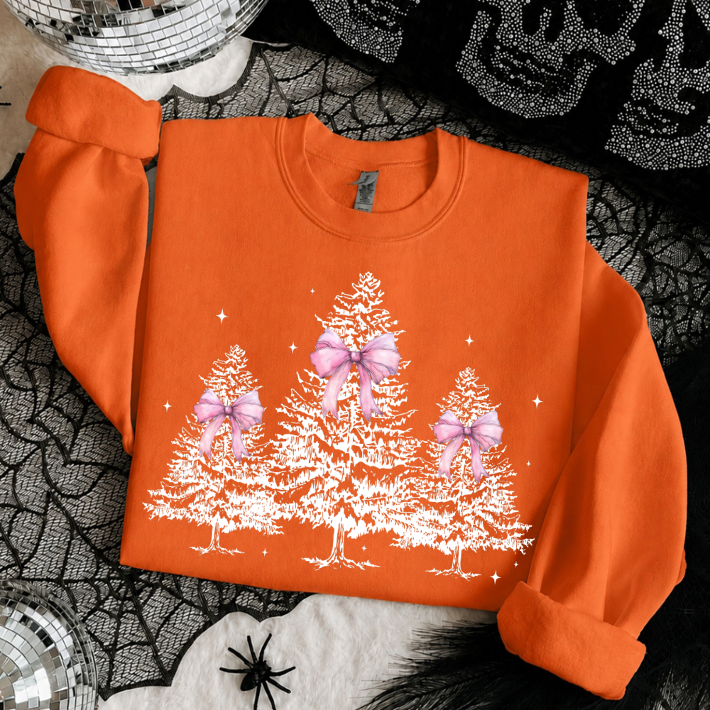 Pink Bow Christmas Tree Sweatshirt