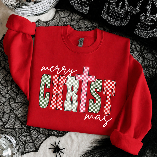 Merry Christ-mas Checkered Sweatshirt
