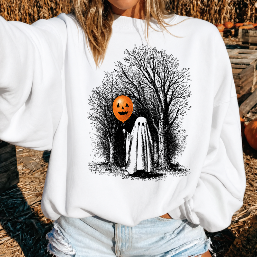 Ghost With Pumpkin Balloon Sweatshirt