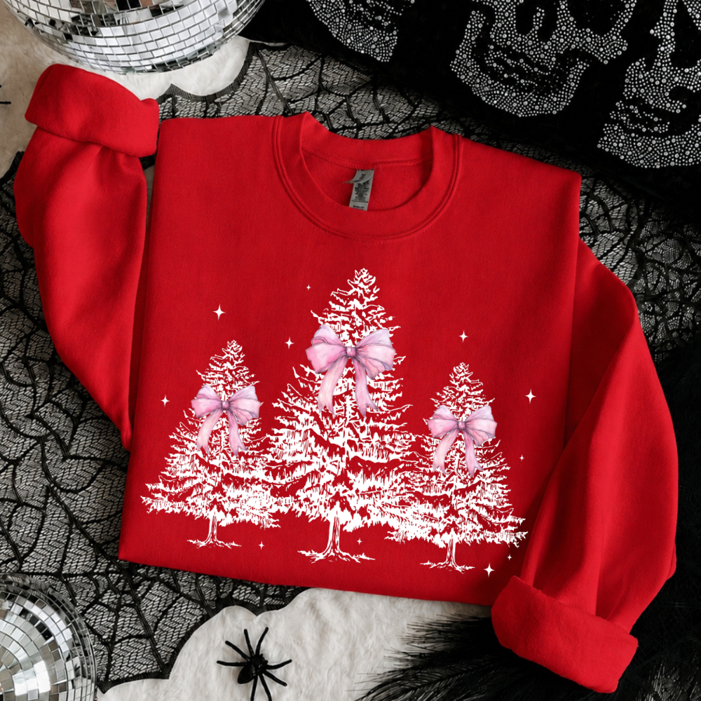Pink Bow Christmas Tree Sweatshirt