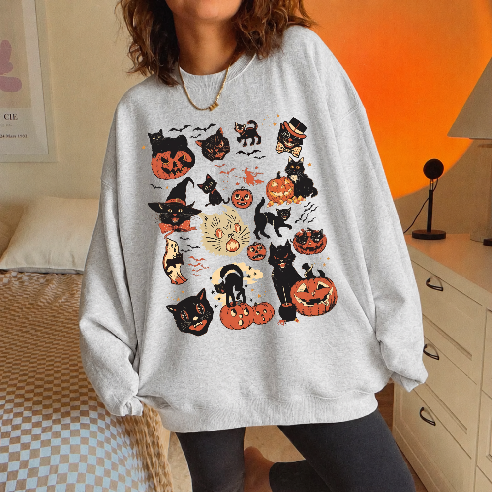 Halloween Cat Collage Sweatshirt