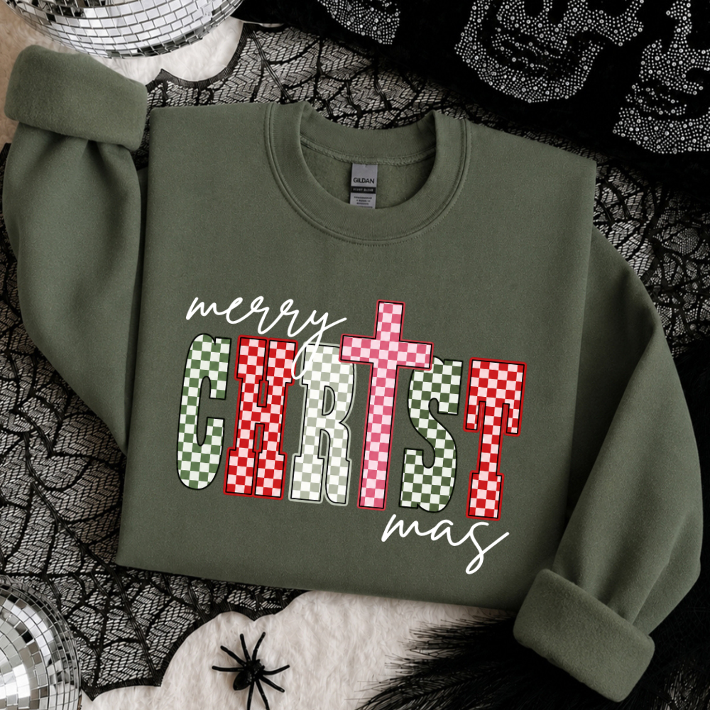 Merry Christ-mas Checkered Sweatshirt
