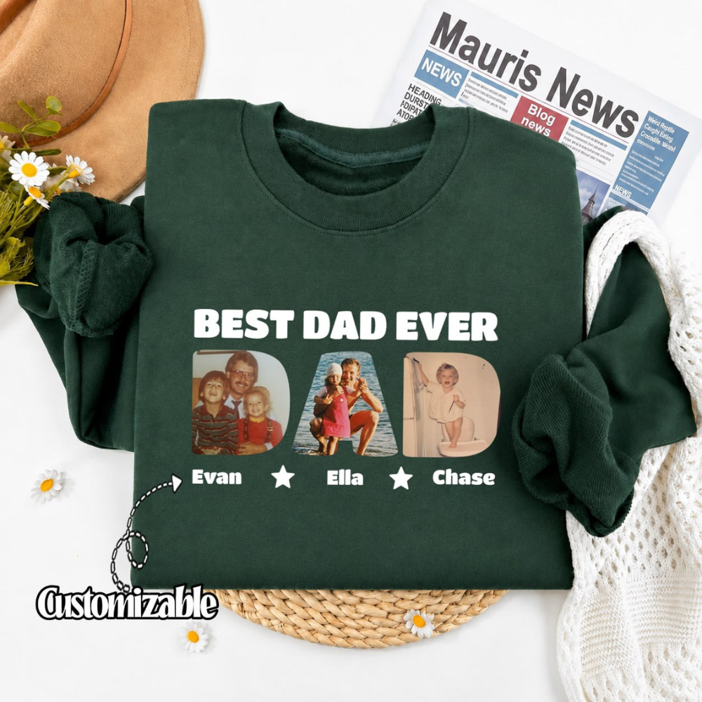 Personalized Best Dad Ever Photo Sweatshirt