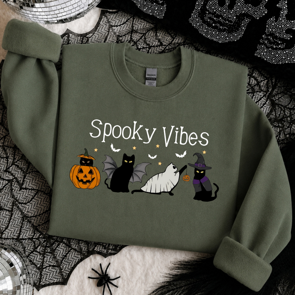 Spooky Vibes Cat Halloween Sweatshirt