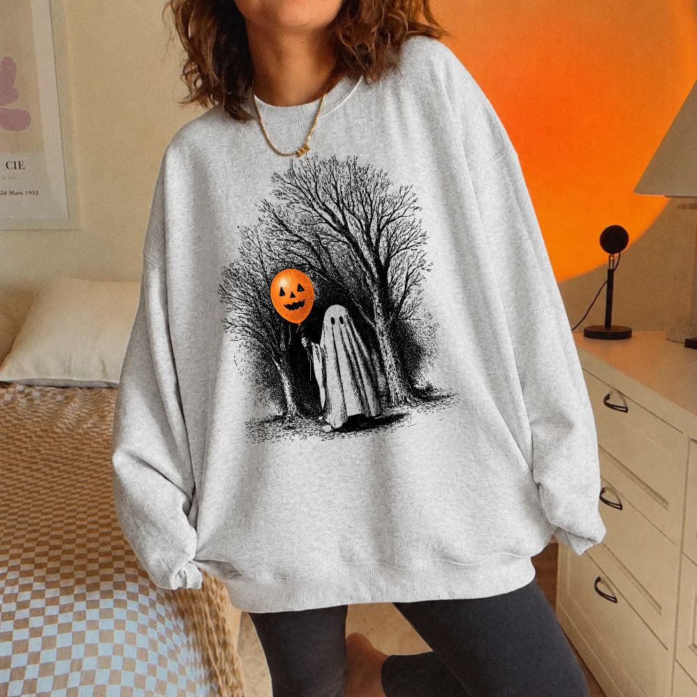 Ghost With Pumpkin Balloon Sweatshirt